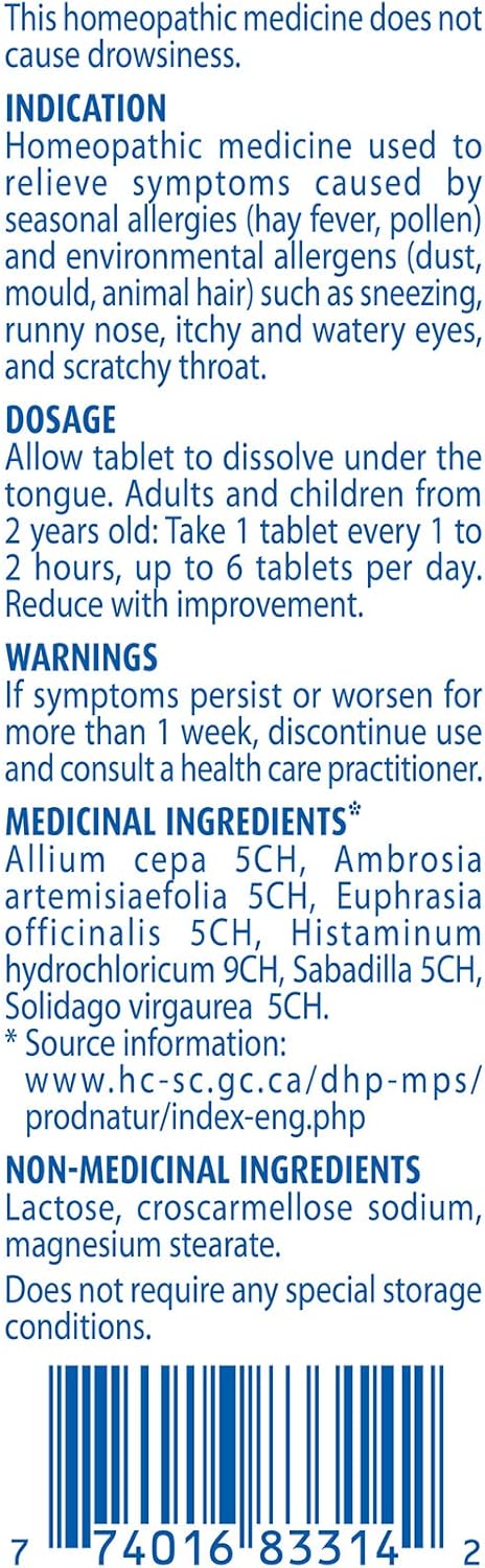 Boiron RhinAllergy 缓解打喷嚏、流鼻涕、眼睛或喉咙发痒等过敏症状 - 60 片