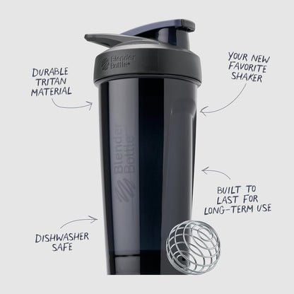 BlenderBottle Strada 摇摇杯，非常适合蛋白奶昔和运动前饮品，28 盎司，黑色