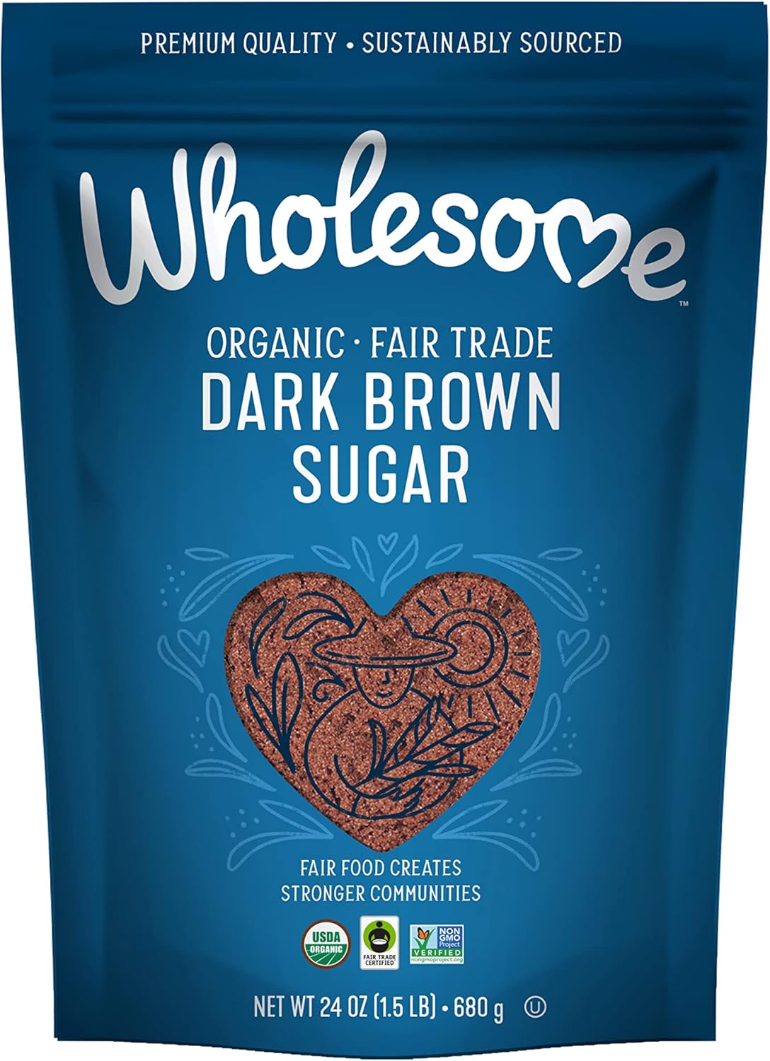 Wholesome Sweeteners Fair Trade 有機深棕色糖，24 盎司，單份（包裝可能有所不同）