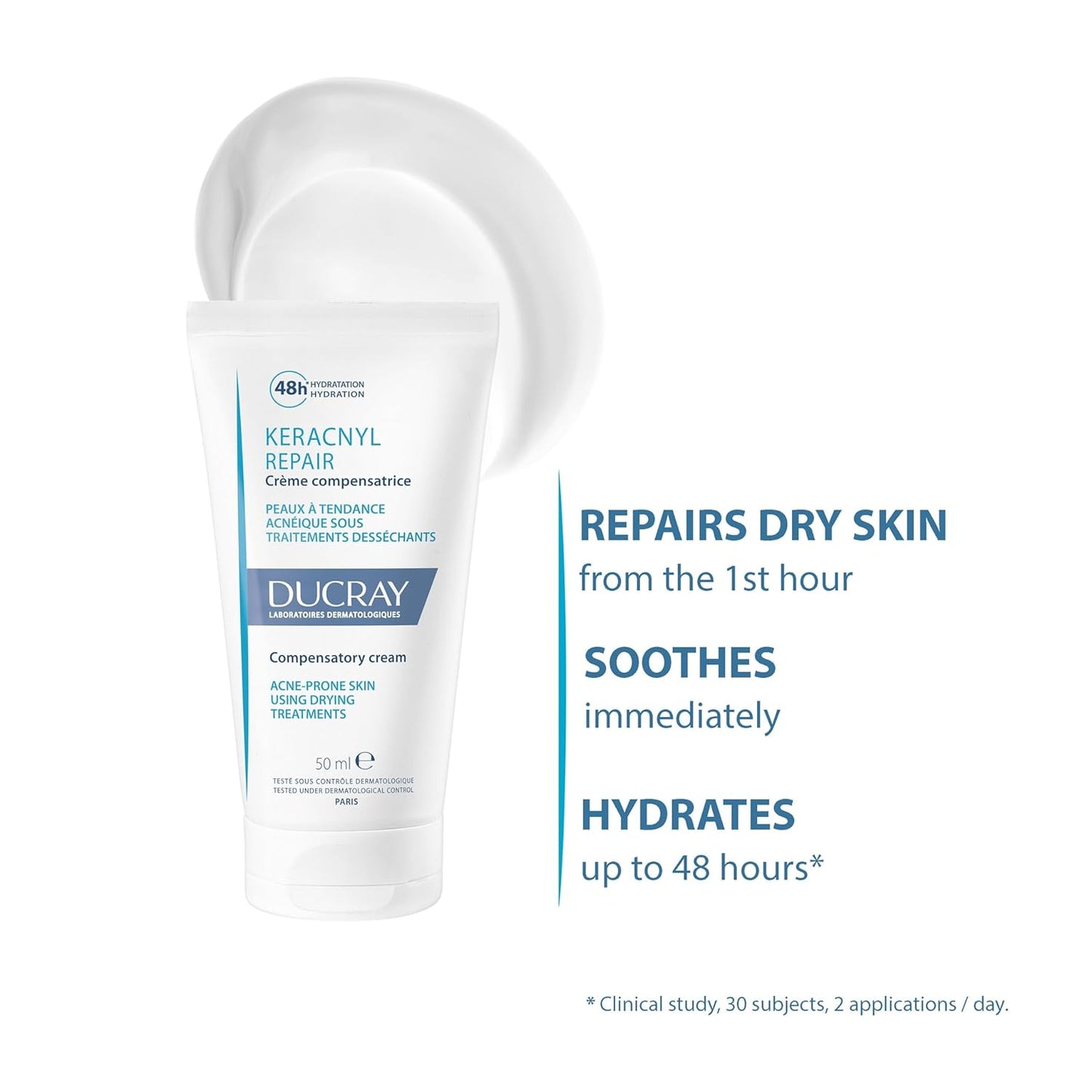 Ducray - Keracnyl Repair - Compensatory Cream - Acne-Prone Skin Using Drying Treatments - 50ml