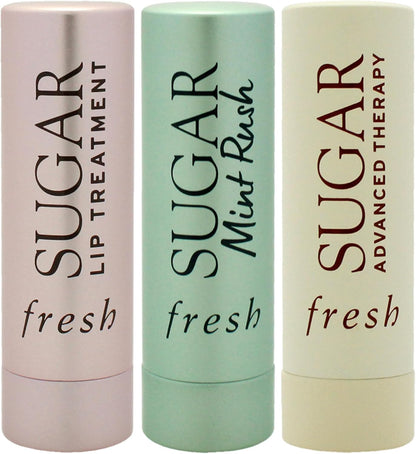 清新潤色、薄荷和潤唇膏套裝 0.07 盎司糖潤唇膏 - 玫瑰、清新潤唇膏 - 薄荷香、高級護理潤唇膏女士 - 3 件