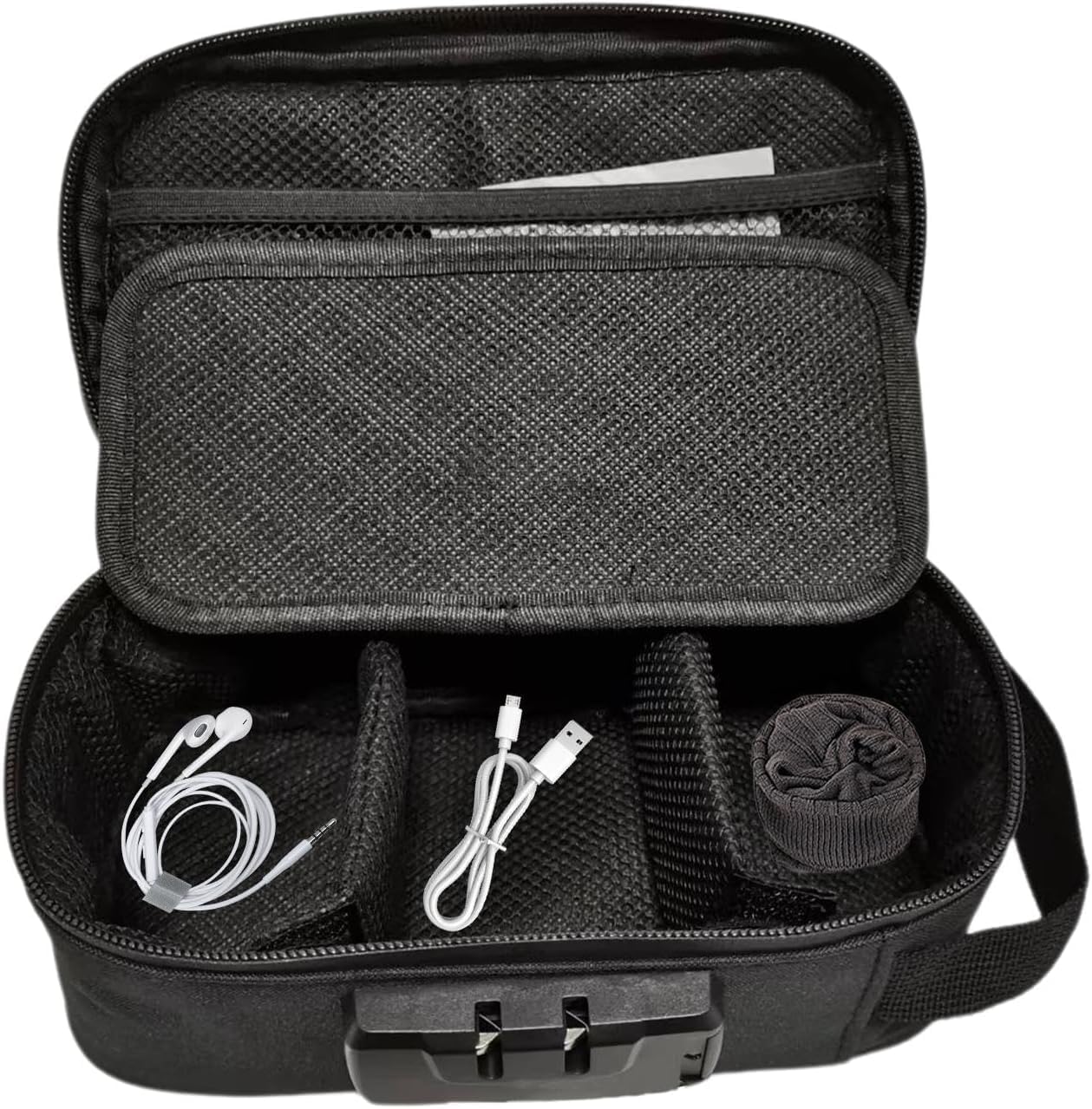 Smell Proof Bag, Lightweight and Easy to Carry Odor Proof Pouch Organizer Activated Carbon Adsorption Effect Smell Proof Container with Lock Travel Storage Bag (Black)