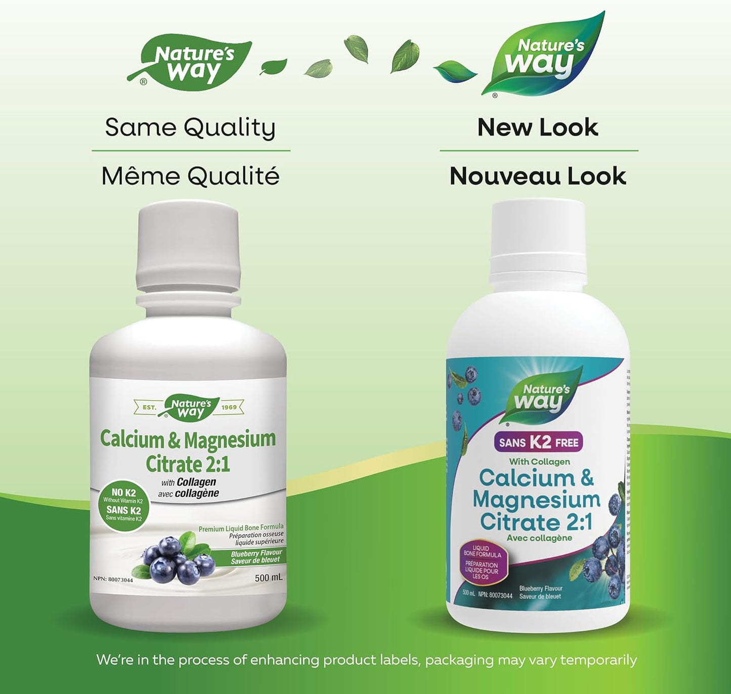 Nature's Way 檸檬酸鈣鎂 2:1 液體補充劑，含維生素 D3 和膠原蛋白，有助於維持骨骼和牙齒健康，不含維生素 K2，藍莓味，500 毫升