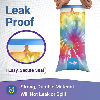 Kids Vomit Bags Disposable 5 Pack - Individually Wrapped Barf Bags with Cute Tie Dye Print - Leak Proof Self Sealing Emesis Bags for Motion Car Sickness and Nausea - Ideal for Taxis, Airplane Travel