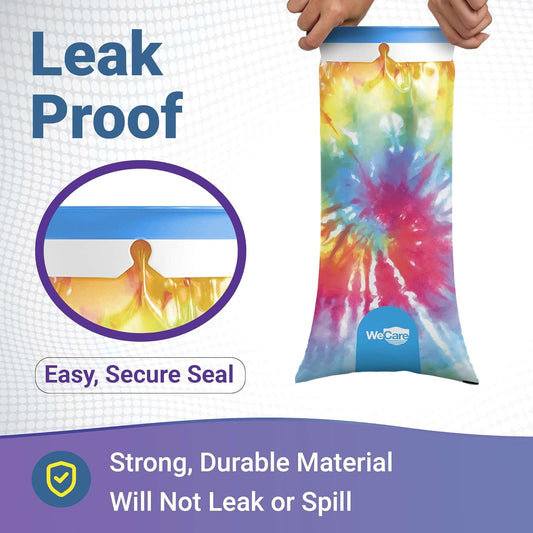 Kids Vomit Bags Disposable 5 Pack - Individually Wrapped Barf Bags with Cute Tie Dye Print - Leak Proof Self Sealing Emesis Bags for Motion Car Sickness and Nausea - Ideal for Taxis, Airplane Travel