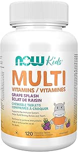 NOW Kids Supplements, 兒童維生素複合維生素，葡萄味，120 片咀嚼片