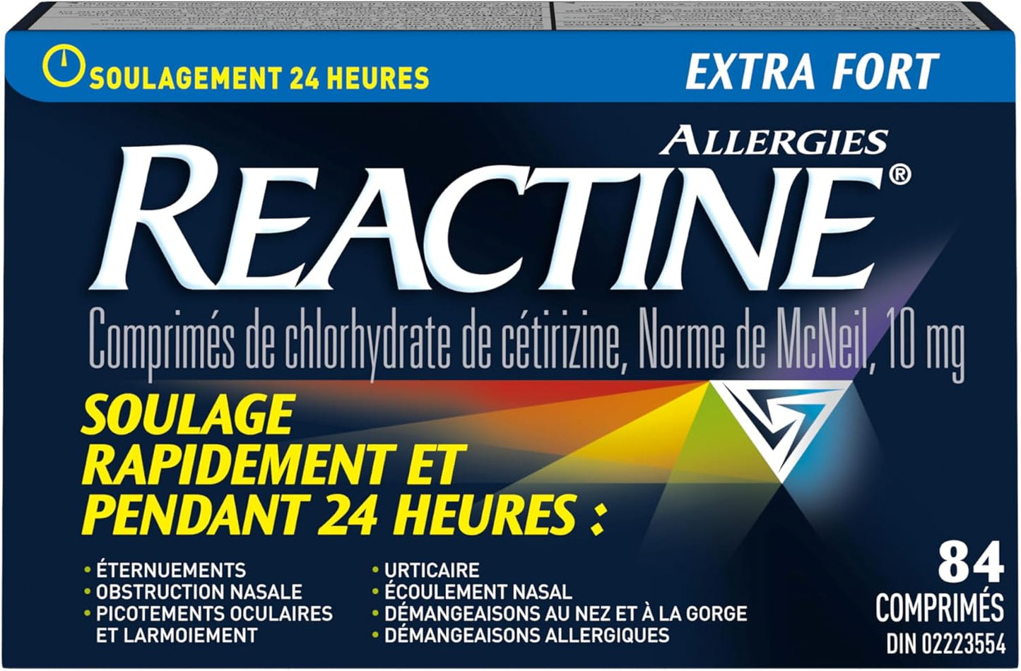 Reactine Extra Strength Antihistamine Tablets - 10mg Cetirizine Hydrochloride - 24 Hour Allergy Relief Medicine - 84 Count