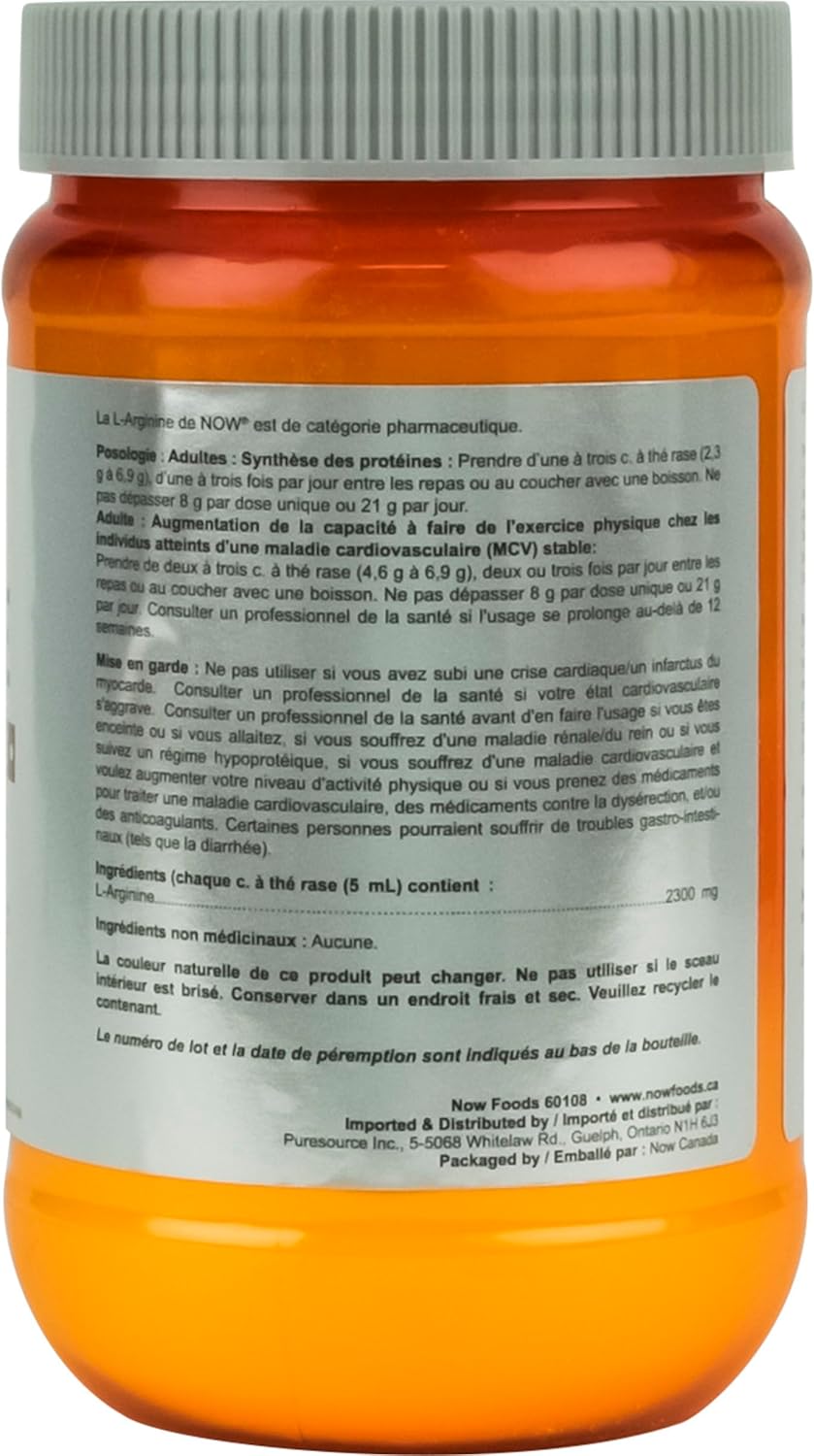 NOW Sports, L-Arginine Powder, Nitric Oxide Precursor, Amino Acids, 454g