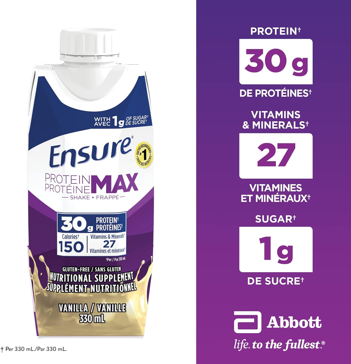 Ensure Protein Max Nutritional Supplement, Vanilla, 330 millilitre (Pack of 4)