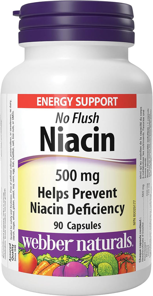 Webber Naturals Niacin 500 mg, 90 Capsules, No Flush, Vitamin B3 Supplement & Vitamin C Timed Release 1000 mg, 150 Tablets, For Bones, Teeth, Immune and Antioxidant Health