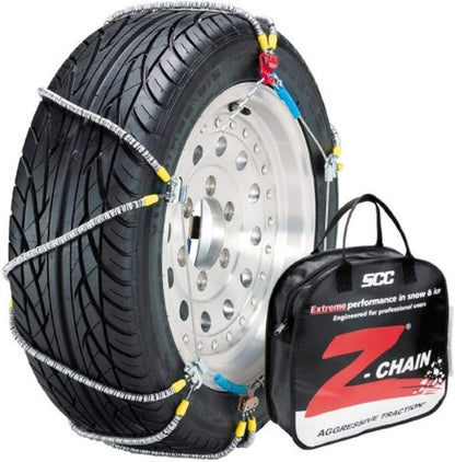 Security Chain Company Z-583 Z-Chain 超高性能电缆轮胎牵引链 - 2 件套 + QG20074 Quik Grip 轻型卡车牵引链橡胶紧线器 - 2 件套