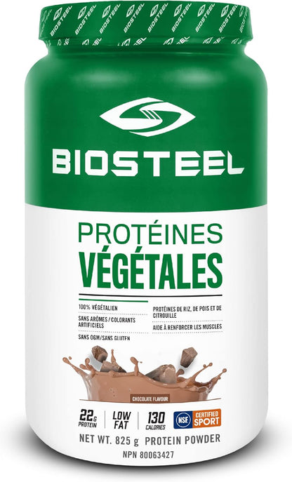 BioSteel 植物蛋白粉，巧克力味，25 份，纯素蛋白奶昔粉，含 22 克完整蛋白质，不含乳制品，无糖