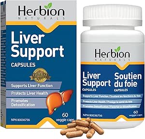 Herbion Naturals 奶薊草護肝膠囊，60 粒膠囊 - 草本肝臟解毒劑、清潔劑，保護和強化肝臟健康，促進健康的肝功能。