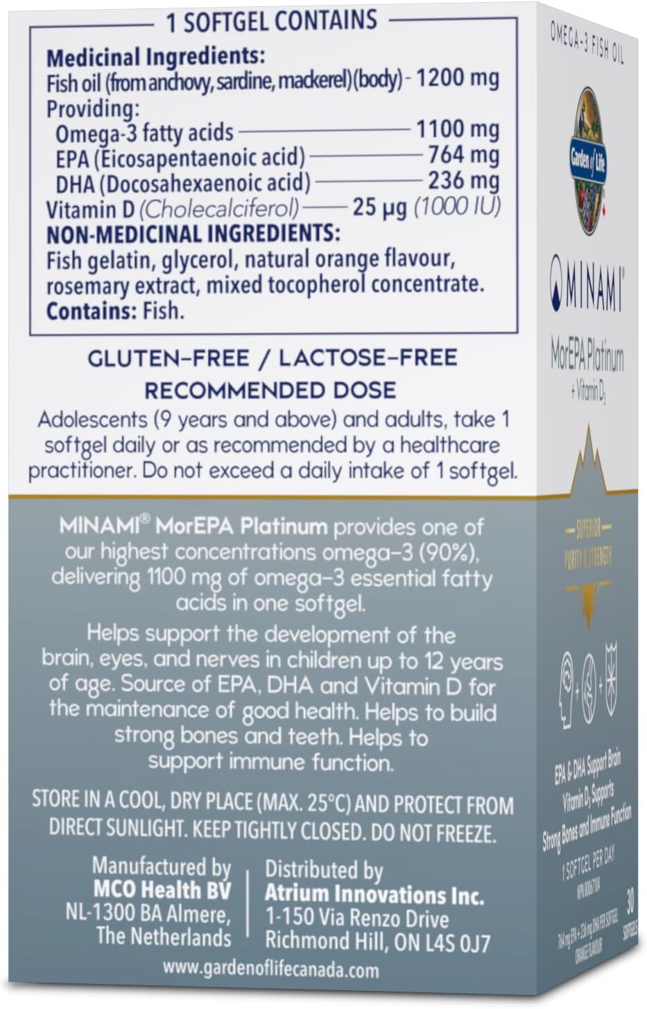 Minami MorEpa Platinum Omega-3 1100mg Softgels, 30 Count, Orange