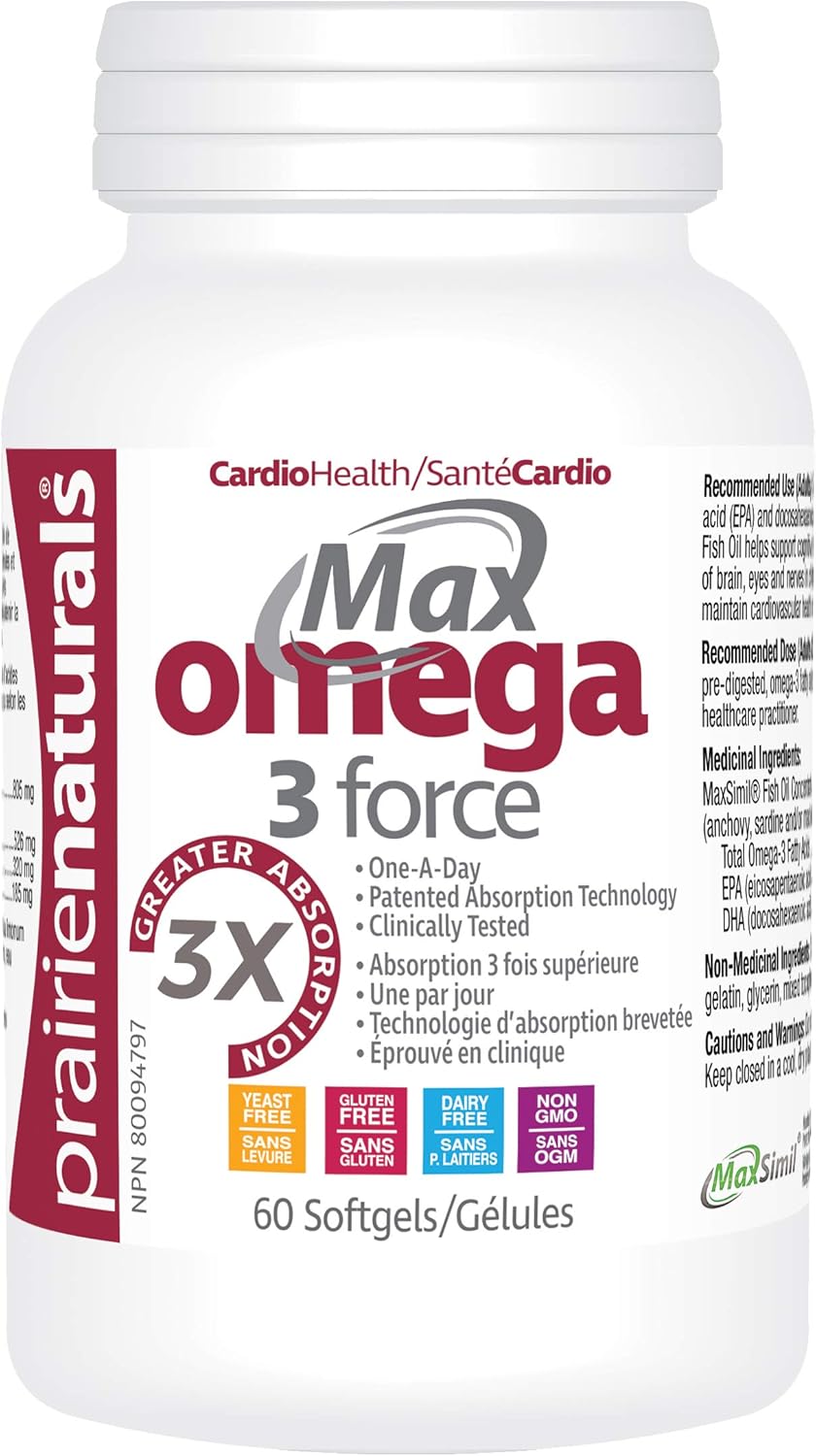 Prairie Naturals Max Omega-3-Force 含 Maximil 专利 EPA/DHA 软胶囊 - 60 粒