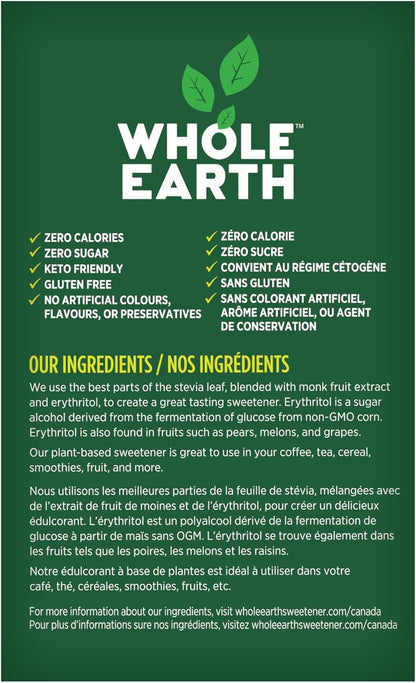 Whole Earth Sweetener Company 甜菊糖和罗汉果甜味剂、赤藓糖醇甜味剂、Sweet Leaf 甜菊糖包、糖替代品、天然甜味剂、80 粒装