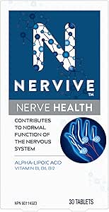 Nervive Nerve Health, for Nervous System, Alpha Lipoic Acid, ALA, Vitamins B1-Thiamine, B6, B12, 30-Day Supply, 30 Count