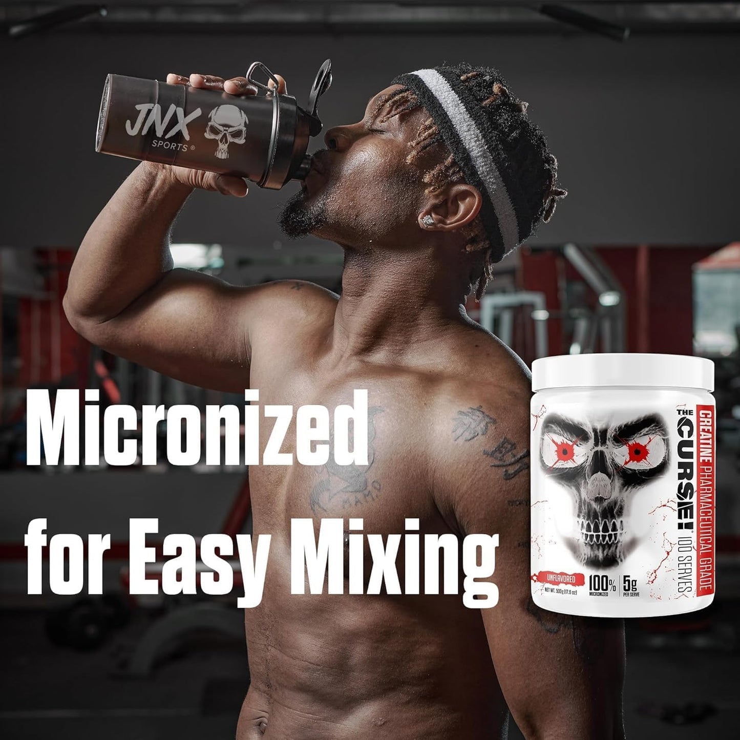 JNX SPORTS The Curse! Creatine Monohydrate Powder 500g 5g Per Serve Pure Micronized Creatine 100 Servings (17.6oz)