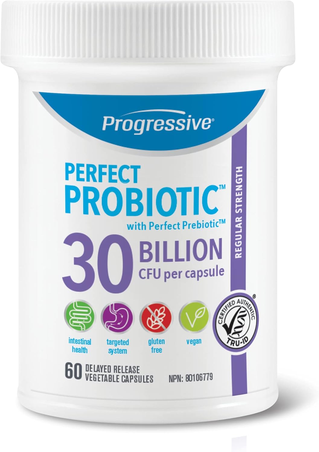 Progressive Perfect Probiotic 300 億 CFU，10 種菌株 + 益生元混合物，含植物乳桿菌和 DDS-1® 嗜酸乳桿菌，緩釋保證效力，保質期長，支持消化和腸道健康，60…