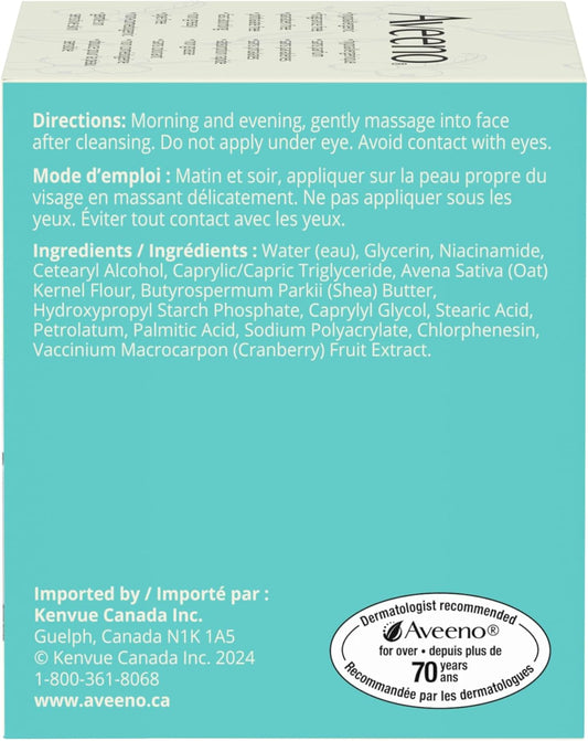 Aveeno Calm + Restore 抗衰老焕肤霜，燕麦、烟酰胺、天然视黄醇替代品，抗衰老干性皮肤保湿霜，无香型，50 毫升