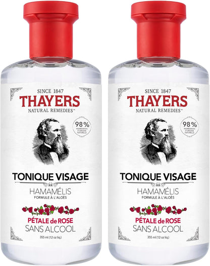 Thayers 無酒精玫瑰花瓣金縷梅臉部爽膚水，舒緩保濕，適合所有膚質，包括敏感肌膚，無酒精，超值雙包裝（2 x 355 毫升）