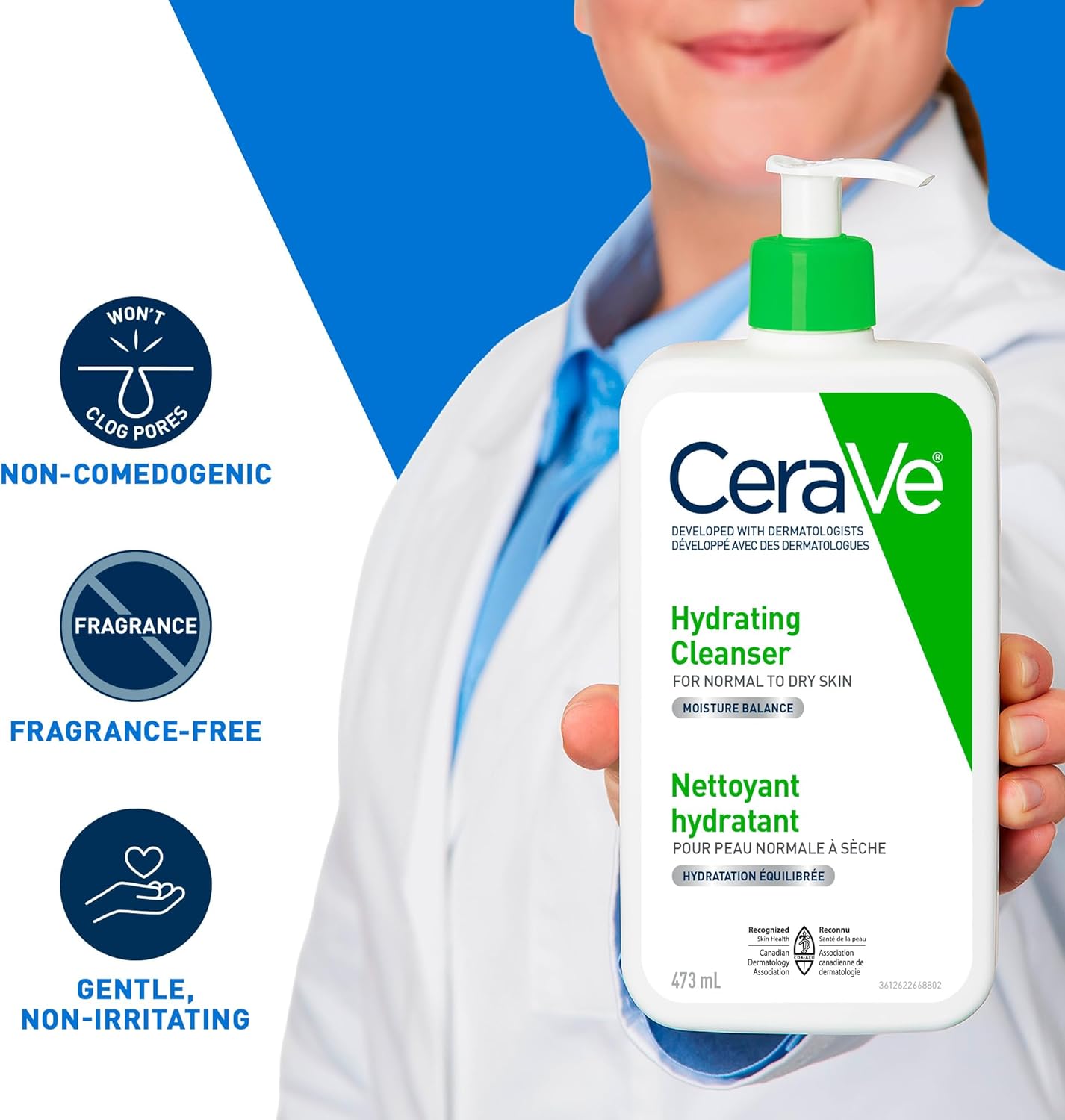 CeraVe Hydrating Face Wash, Daily, Gentle Moisturizing Non-Foaming Facial Cleanser for Men & Women with Hyaluronic Acid, Ceramides, Glycerin. Suitable for Dry & Sensitive Skin, Fragrance-Free, 473ML
