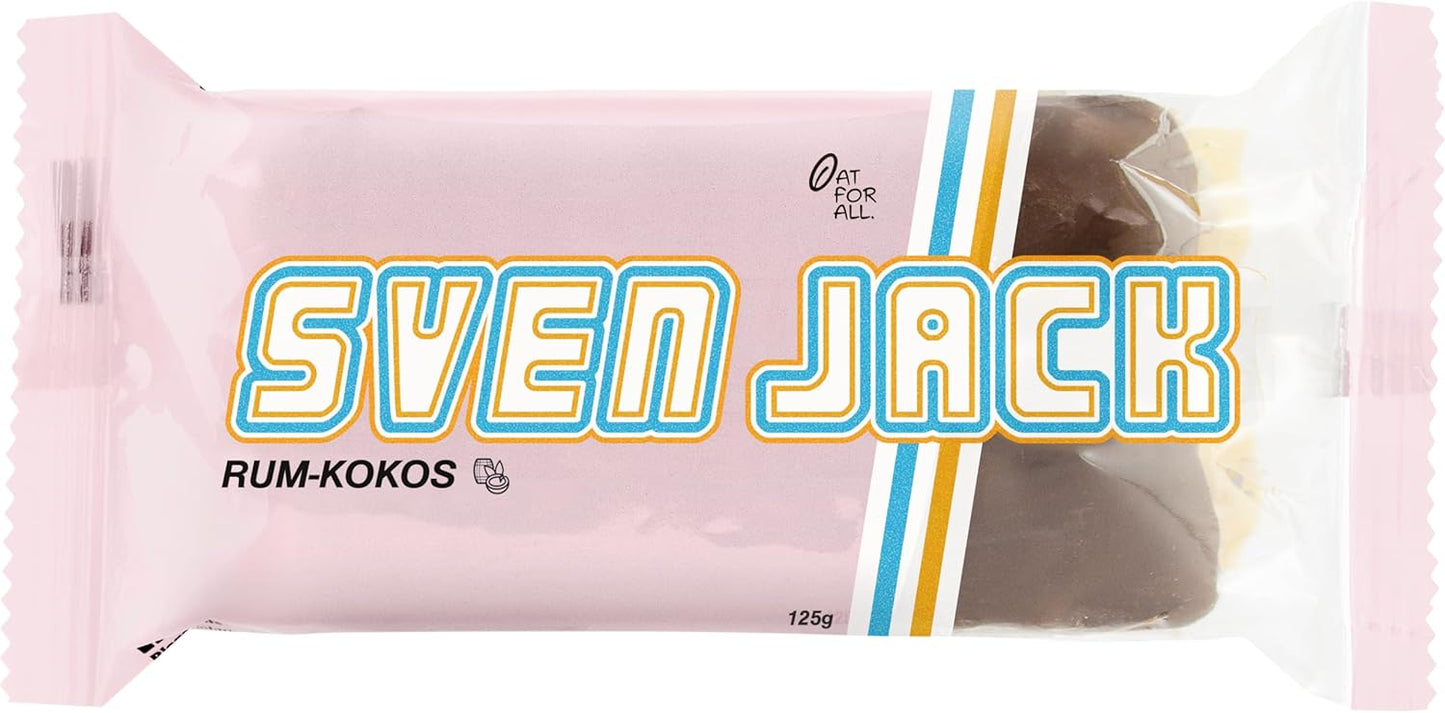 SvenJack Oat Bar Rum Coconut - 24 × 125g - Vegan Oatmeal Energy Bar with Rum & Coconut, High‑Fibre, Low‑Sugar, Gluten‑Free Tropical Flavor