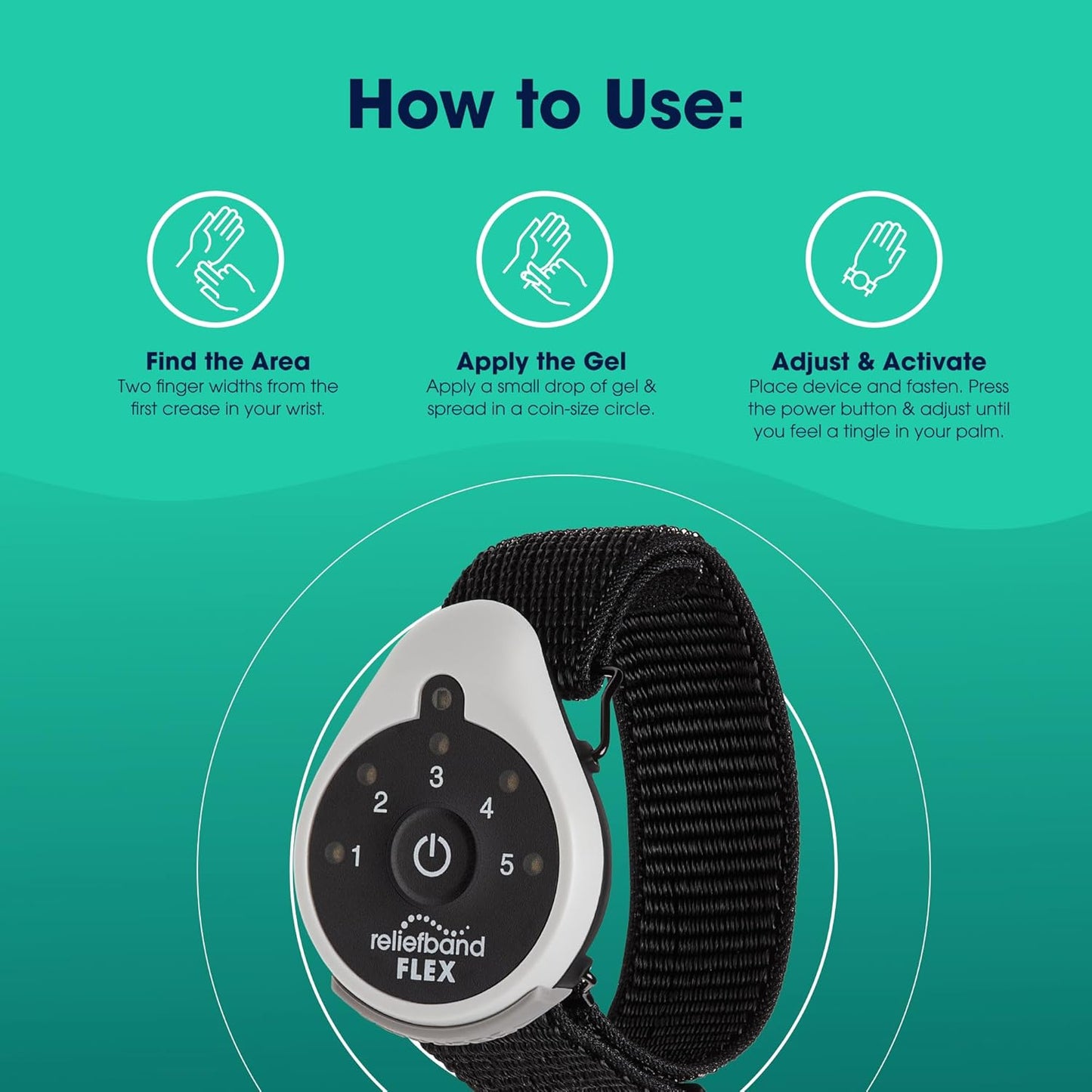 Reliefband Flex 導電凝膠手環，適用於暈動病、懷孕、旅行和嘔吐緩解 - 低致敏性，經 FDA 批准 - 不含藥物，速效止吐腕帶