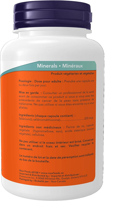 NOW 槲皮素與鳳梨蛋白酶素食膠囊，120 粒（1 包）和補充劑硒 200 微克膠囊，180 粒