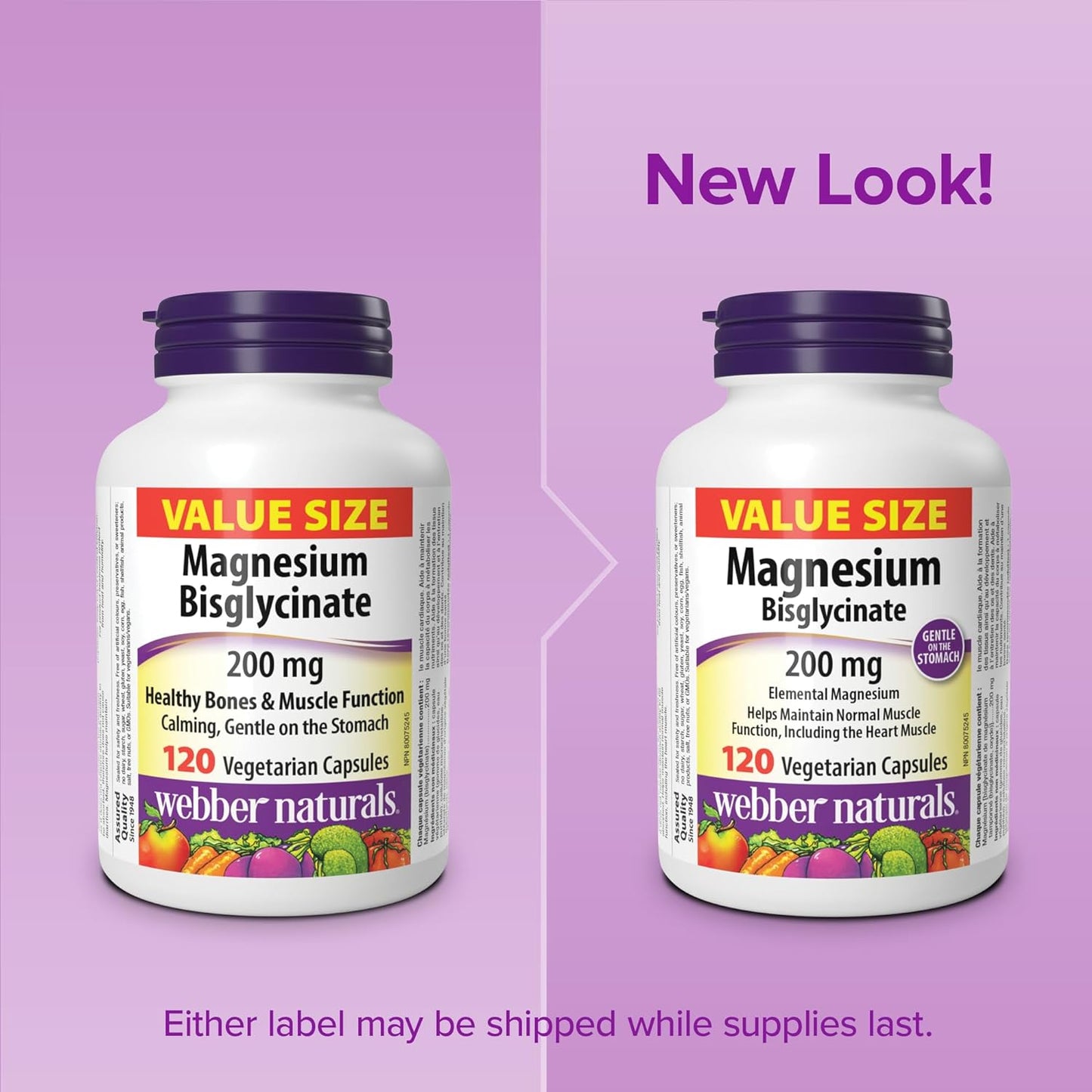 Webber Naturals 双甘氨酸镁 200 毫克，120 粒胶囊，支持骨骼和肌肉功能，纯素