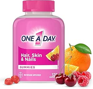 One A Day Multi+ 頭髮、皮膚和指甲複合維生素軟糖 - 每日補充維生素，支持健康的頭髮、皮膚和指甲，含生物素、維生素 A、C、E 和鋅，男女適用，120 粒軟糖
