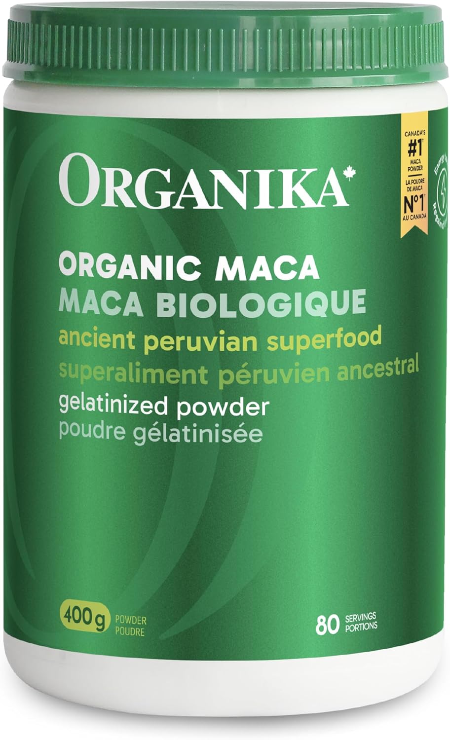 Organika 玛卡认证有机粉 - 糊化以提高生物利用度、平衡荷尔蒙、适应原，有助于缓解压力和补充能量 - 400 克