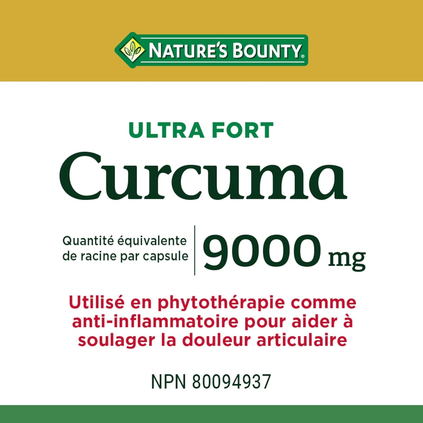 NATURE'S BOUNTY Turmeric, Ultra Strength, 9000 mg, Vegetarian, Anti-inflammatory For Joint Pain, Helps Healing Of Minor Wounds Like Cuts & Burns And Minor Skin Irritations, Capsules, 30 g