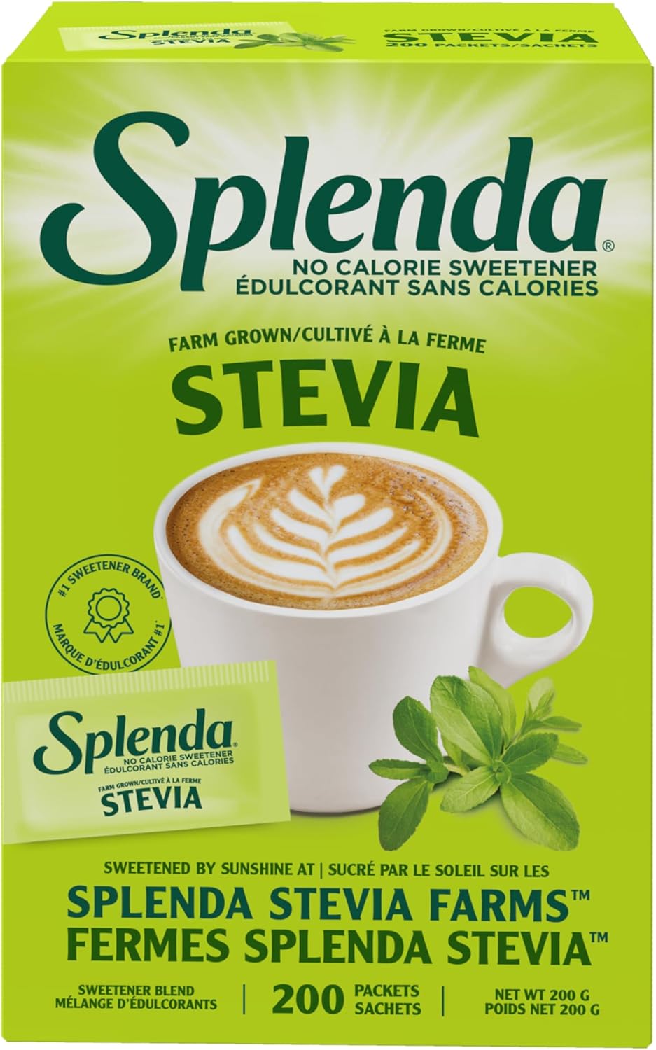 SPLENDA Stevia No Calorie Sweetener, Sugar Substitute Packets, 200 Count (Pack of 1)