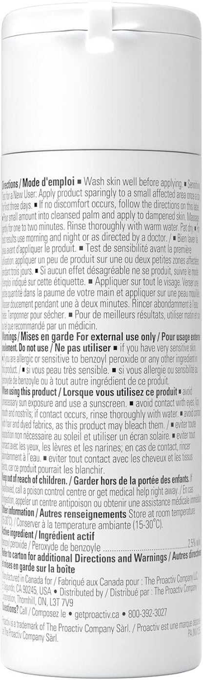 Proactiv Acne Cleanser - Benzoyl Peroxide Face Wash And Acne Treatment - Daily Facial Cleanser And Moisturizer With Exfoliating Beads - 60 Day Supply, 120 ml.