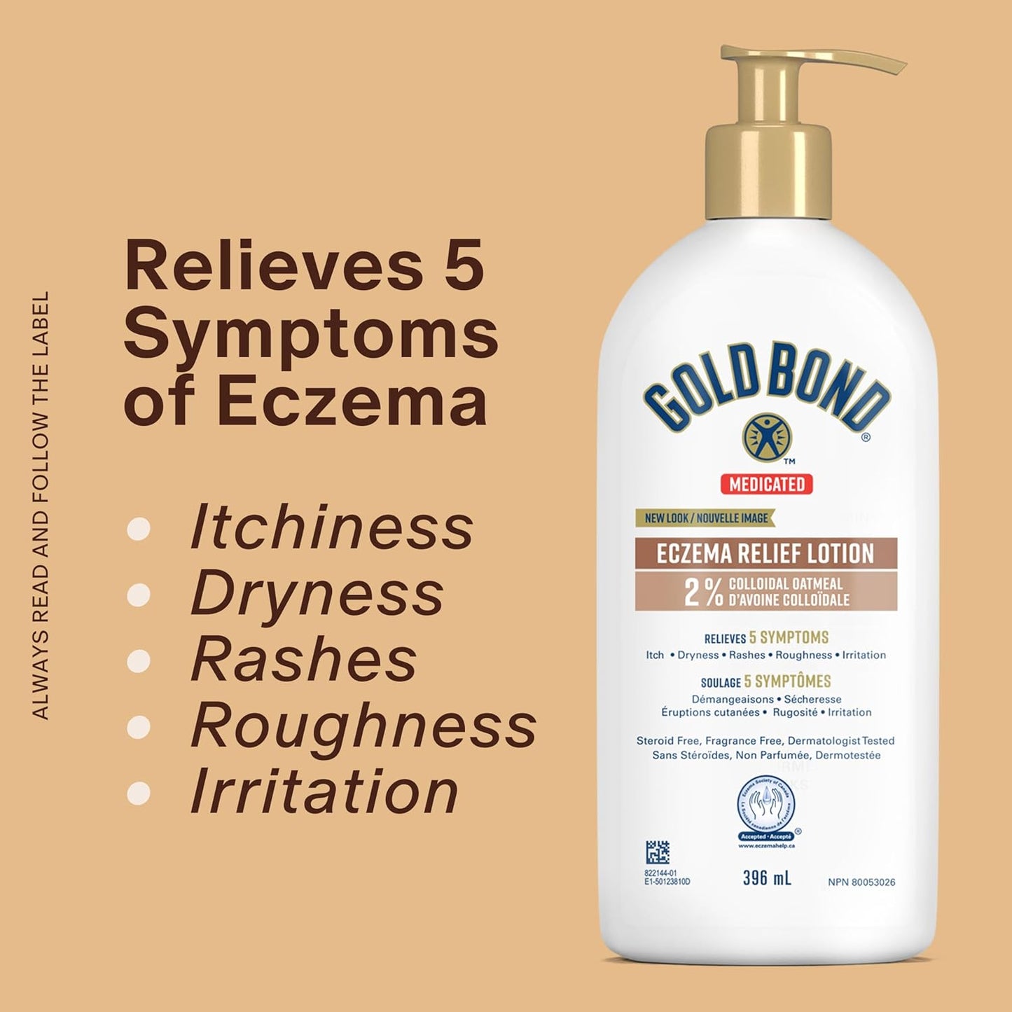 Gold Bond 药用湿疹缓解乳液，396 毫升泵瓶装，保湿润肤露，含 2% 胶体燕麦，可对抗皮疹并帮助缓解轻微皮肤刺激和瘙痒