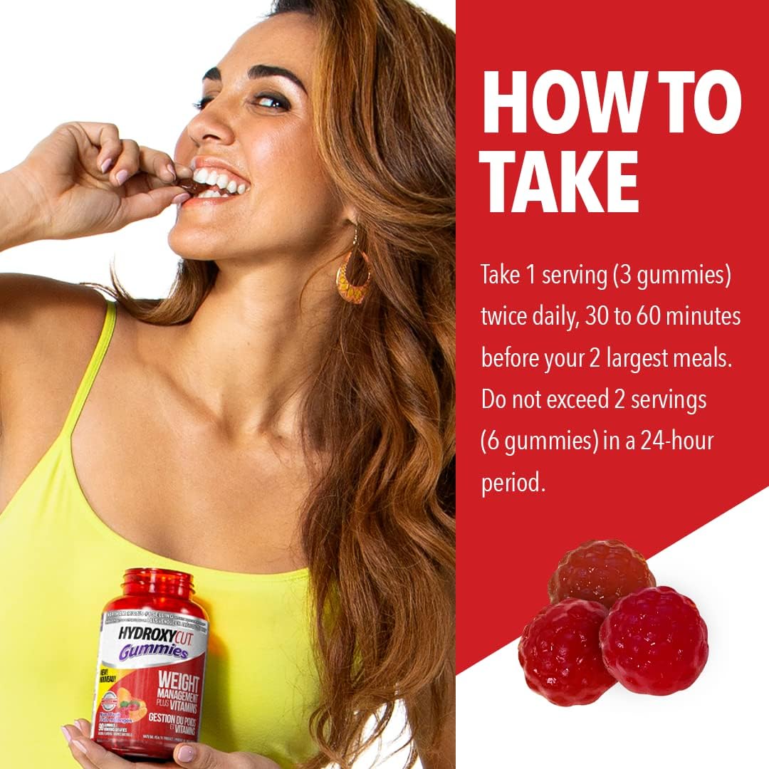 Hydroxycut Weight Loss Gummies for Women & Men | Hydroxycut Caffeine-Free Weight Loss Gummy | Non-Stim Weight Loss Supplement | Metabolism Booster for Weight Loss | Weightloss for Women and Men | 90 Count