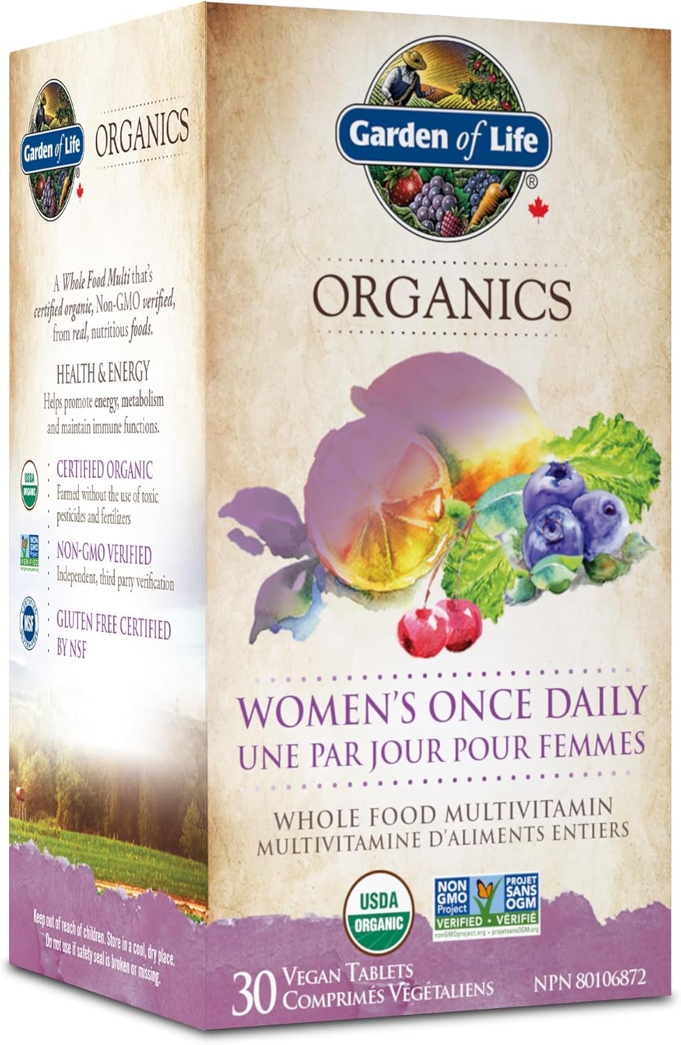 Garden of Life Organics 女士每日一次复合维生素，30 片装 | 支持免疫系统、能量生成、甲状腺功能、新陈代谢和胶原蛋白形成 | 非转基因、无麸质、纯素