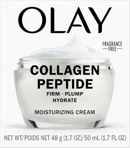Olay Collagen Peptide Face Moisturizer, Firming Cream for Women, Fragrance-Free, Non-Greasy - Hydrating, Anti-Aging, Anti-Wrinkle, Smooth Fine Lines, Plumping Skin Care - Niacinamide, 50 mL