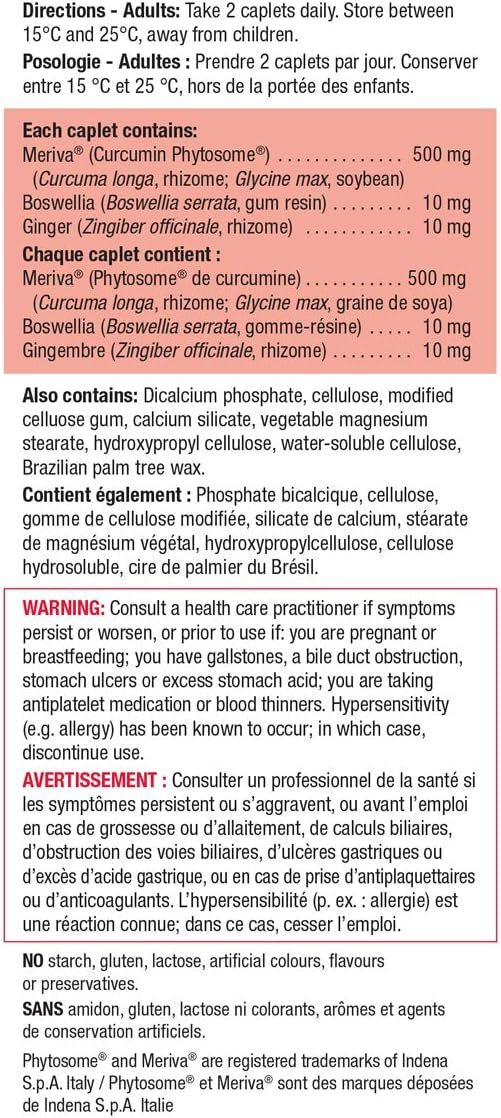 Jamieson 關節緩解抗發炎藥，含 500 毫克高吸收薑黃