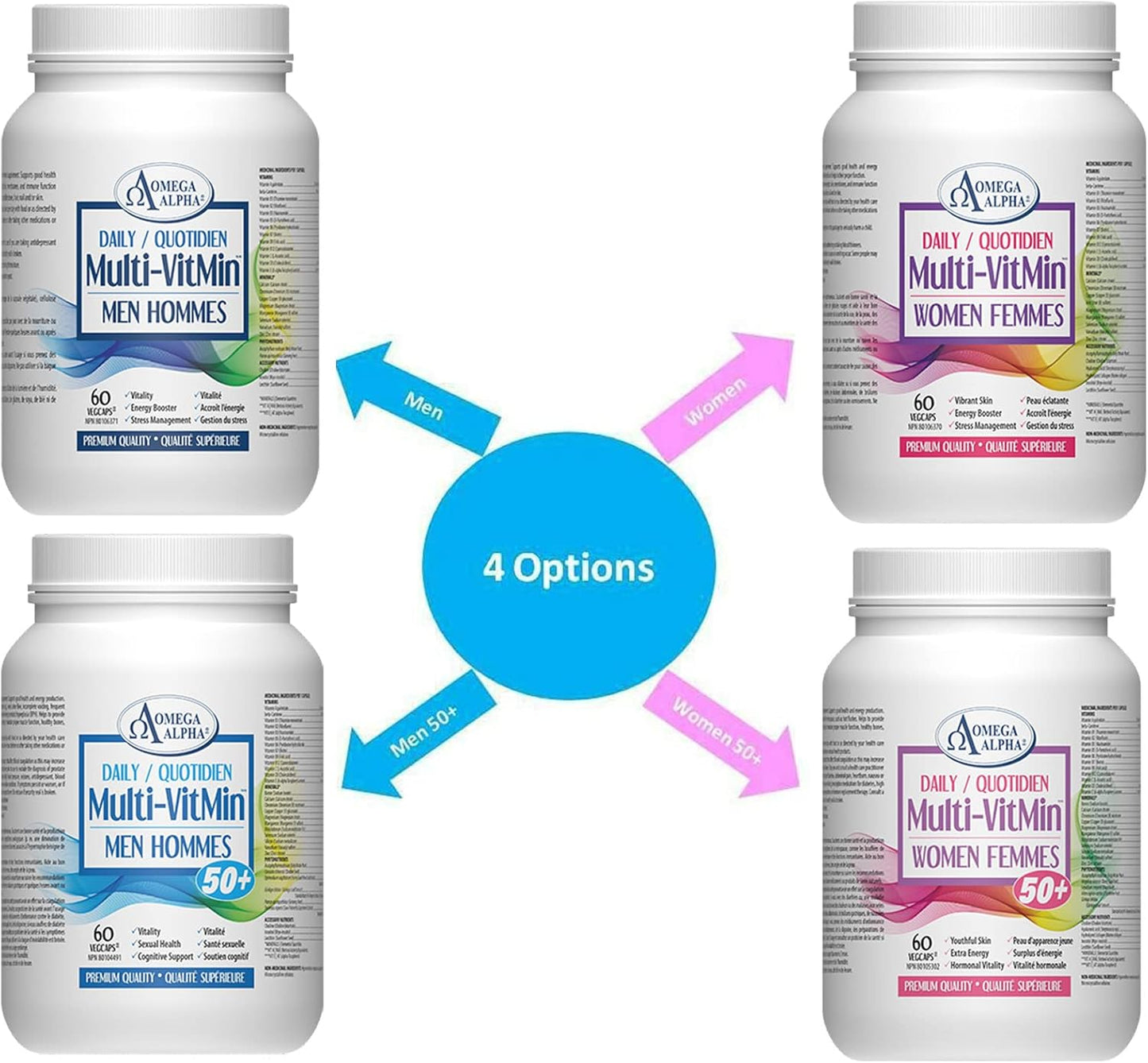 Omega Alpha 每日多种维生素（男性 50+ 适用）- 多种维生素和多种矿物质补充剂 - 60 粒胶囊