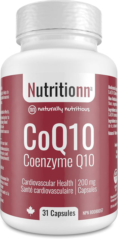 Nutritionn 出品的 CoQ10 - 有助于支持心血管健康 - 200 毫克胶囊 - 优质辅酶 Q10（泛醌）补充剂