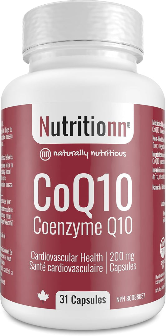 Nutritionn 出品的 CoQ10 - 有助于支持心血管健康 - 200 毫克胶囊 - 优质辅酶 Q10（泛醌）补充剂