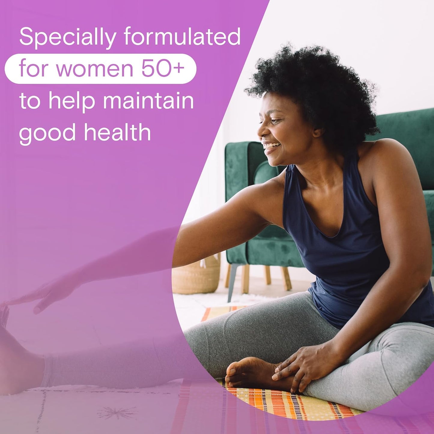 每日一片复合维生素，适合 50 岁以上女性 - 含维生素 A、B6、B12、C、D、E、生物素、钙、镁和锌的女性每日维生素，有助于支持免疫功能、骨骼健康等，90 片装