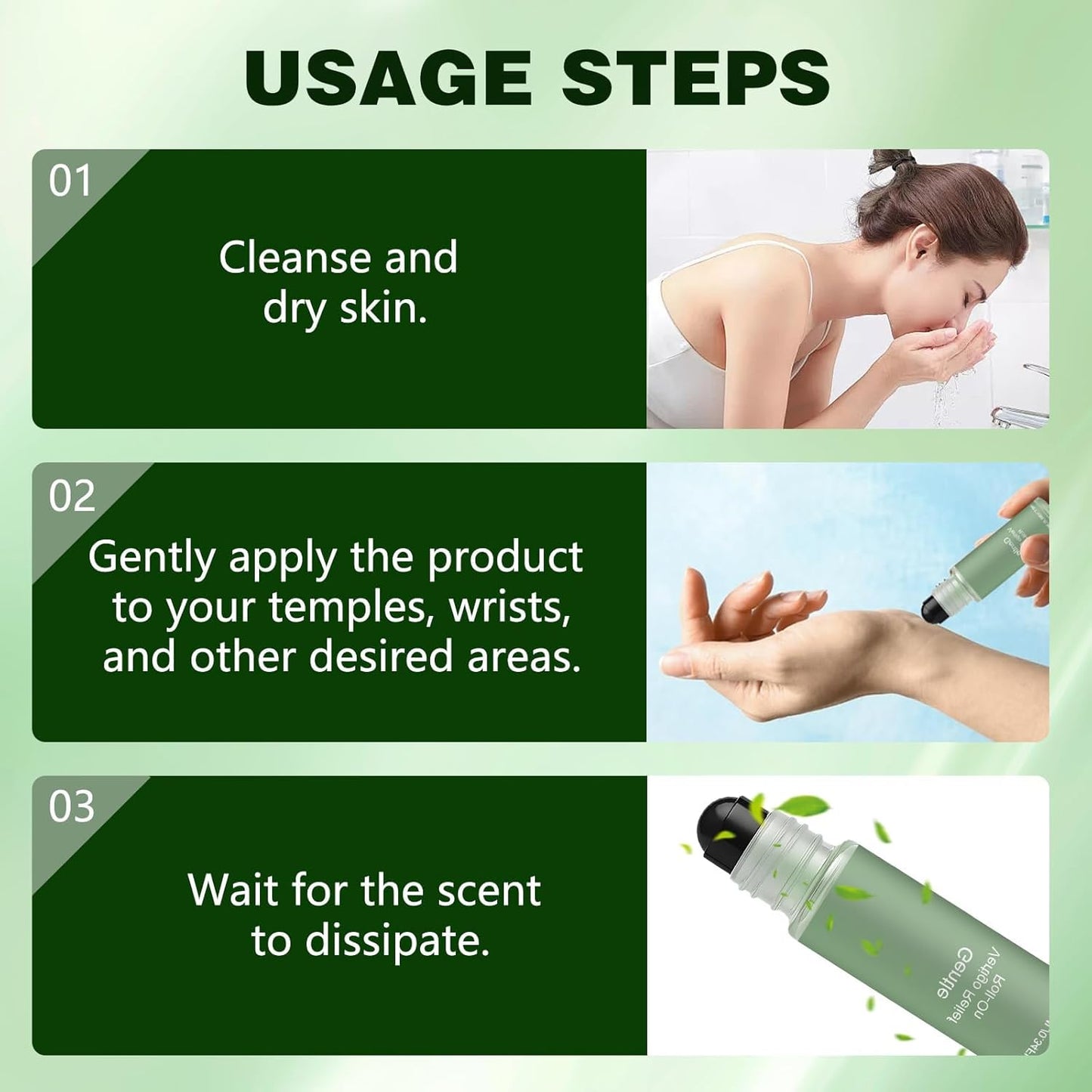 BuyiHoen Vertigo Ease 滚珠止眩晕，含生姜和薄荷成分，滚珠式清凉眩晕缓解剂，便携式旅行滚珠止眩晕，速效（2 件）