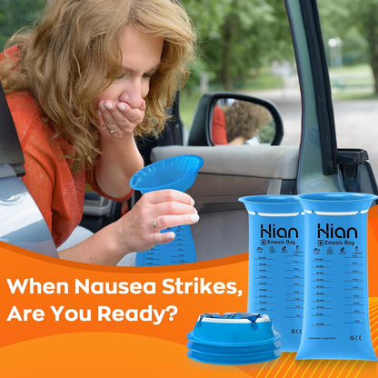 Hion 一次性嘔吐袋 - 200 包 1000 毫升嘔吐袋 - 防漏，醫用級，便攜 - 非常適合暈車、暈機、孕婦