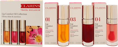 嬌韻詩唇部舒適油系列唇油 - 01 蜂蜜，唇油 - 03 櫻桃，唇油 - 04 火龍果女士 3 x 0.2 盎司