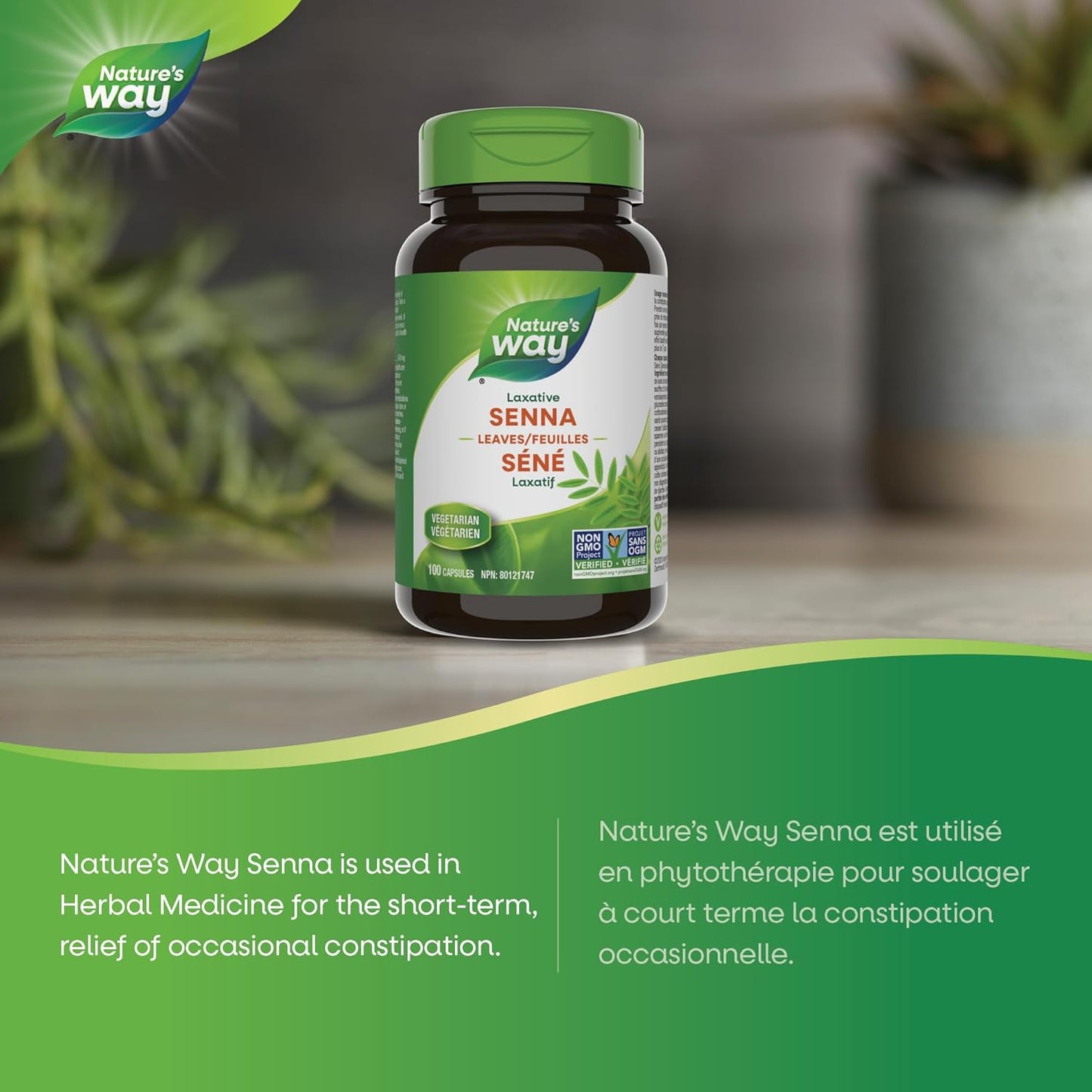 Nature’s Way 番泻叶 - 草本刺激性泻药 - 非转基因 - 100 粒素食胶囊