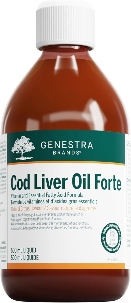 Genestra Brands - 鱈魚肝油 Forte - 維生素 + 必需脂肪酸補充劑 - 500 毫升液體