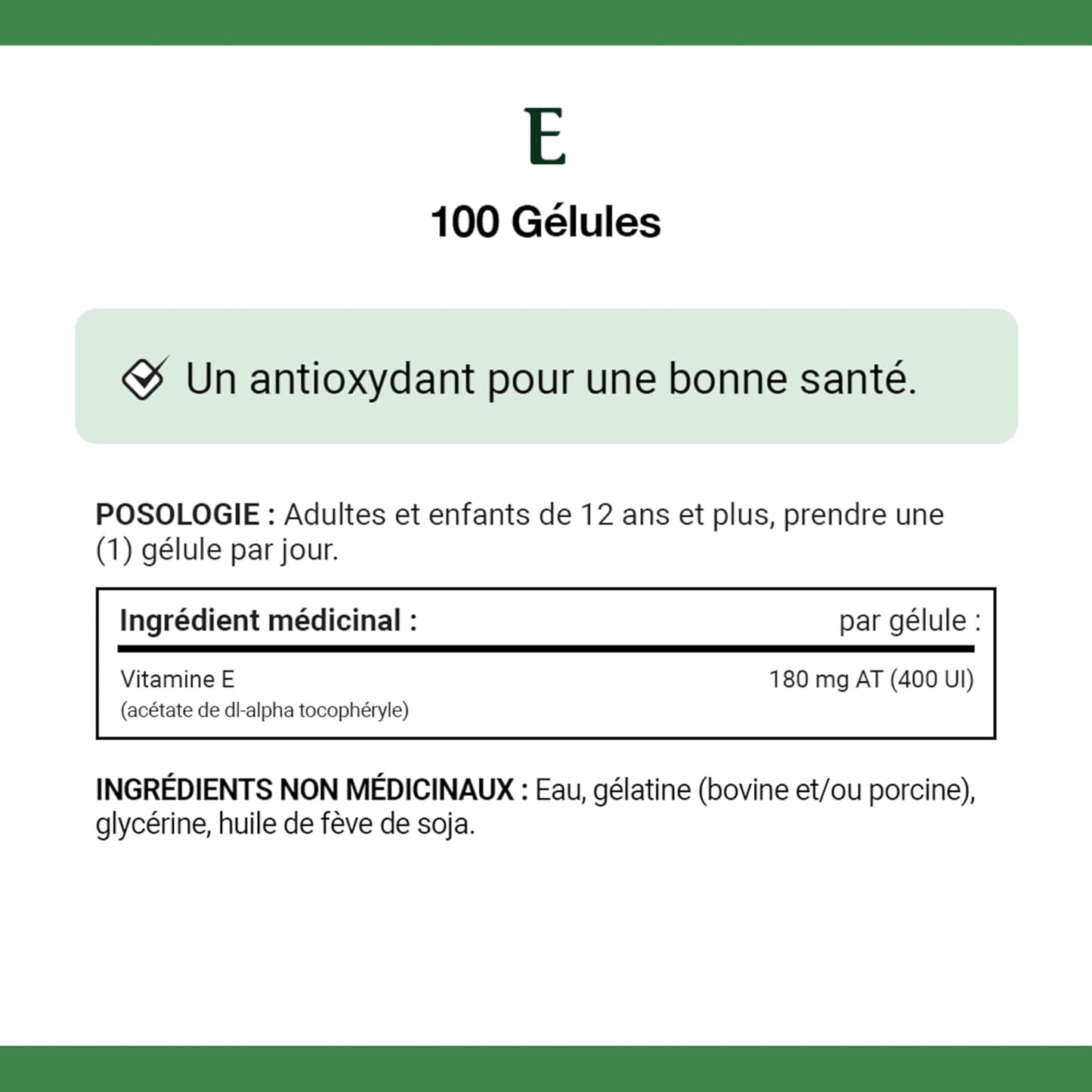自然之寶維生素 E 400 IU，抗氧化劑補充劑，有助於維持身體健康，適用於成人和 12 歲以上兒童，不含防腐劑，每日一粒軟膠囊，100 粒，67.1 克